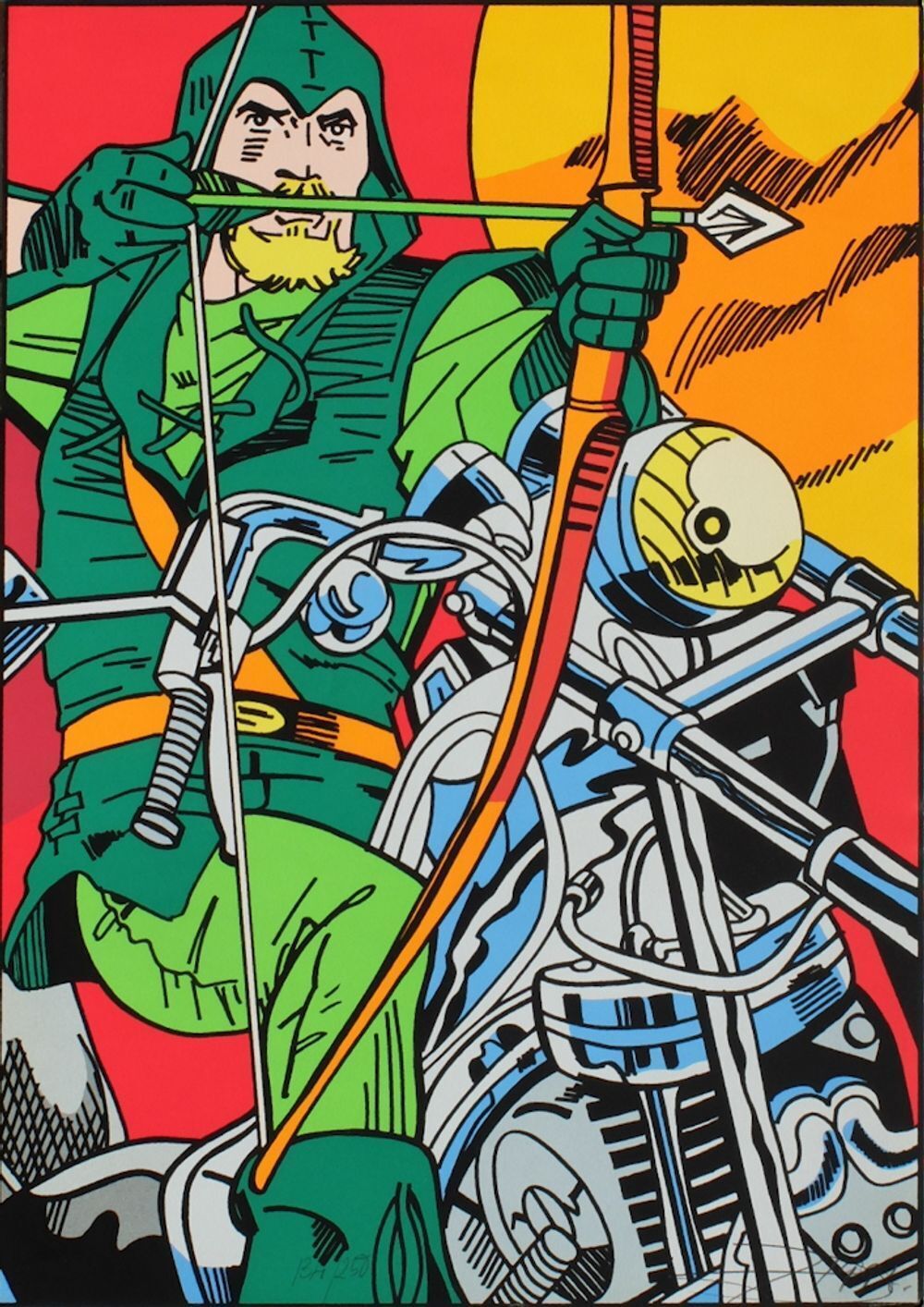 Gudmundur Erro Gesigneerde Zeefdruk Archer (Jo Barcelona) 1992