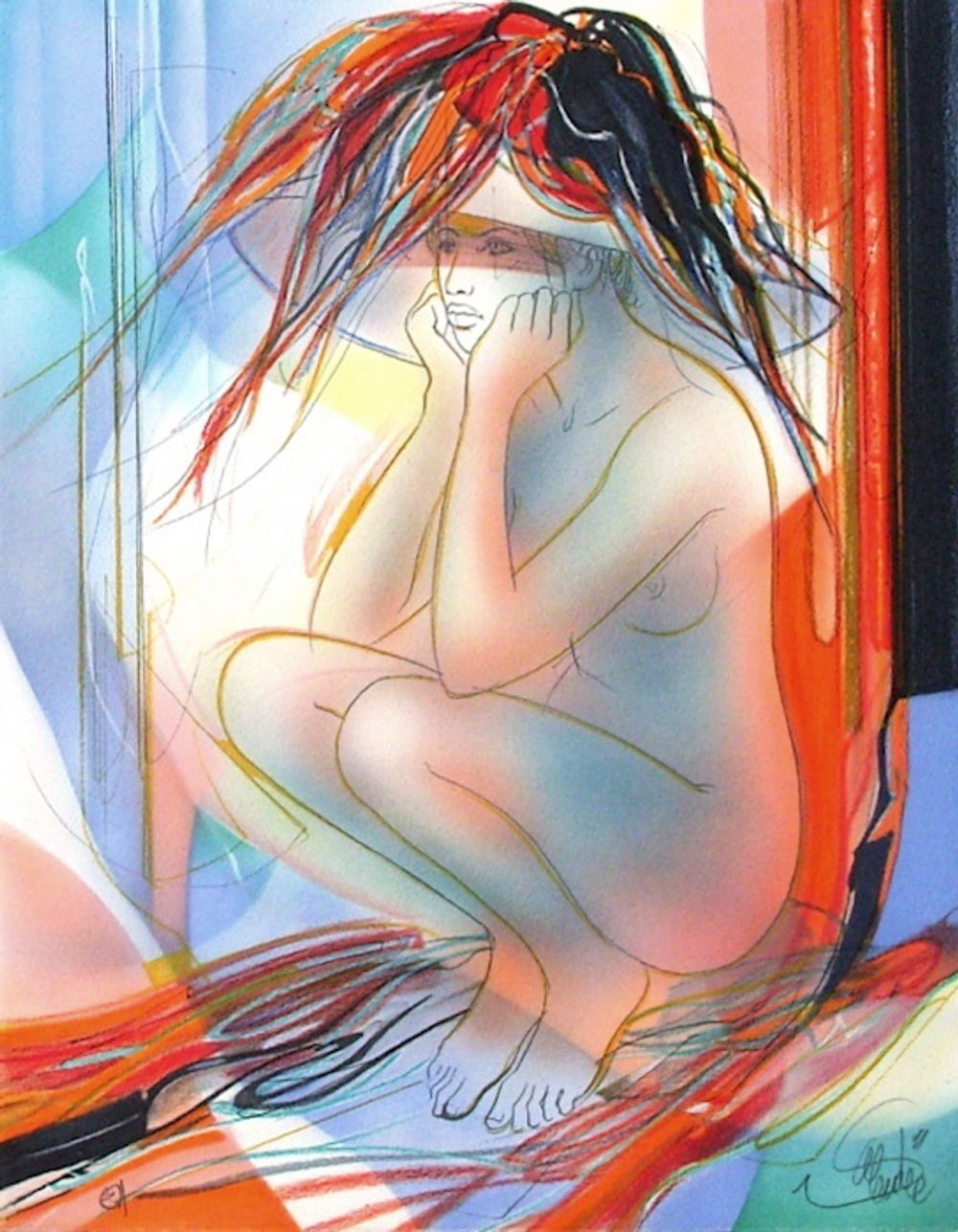 Jean Baptiste Valadié Gesigneerde Lithografie Pêchés Capitaux : La Colère 2002