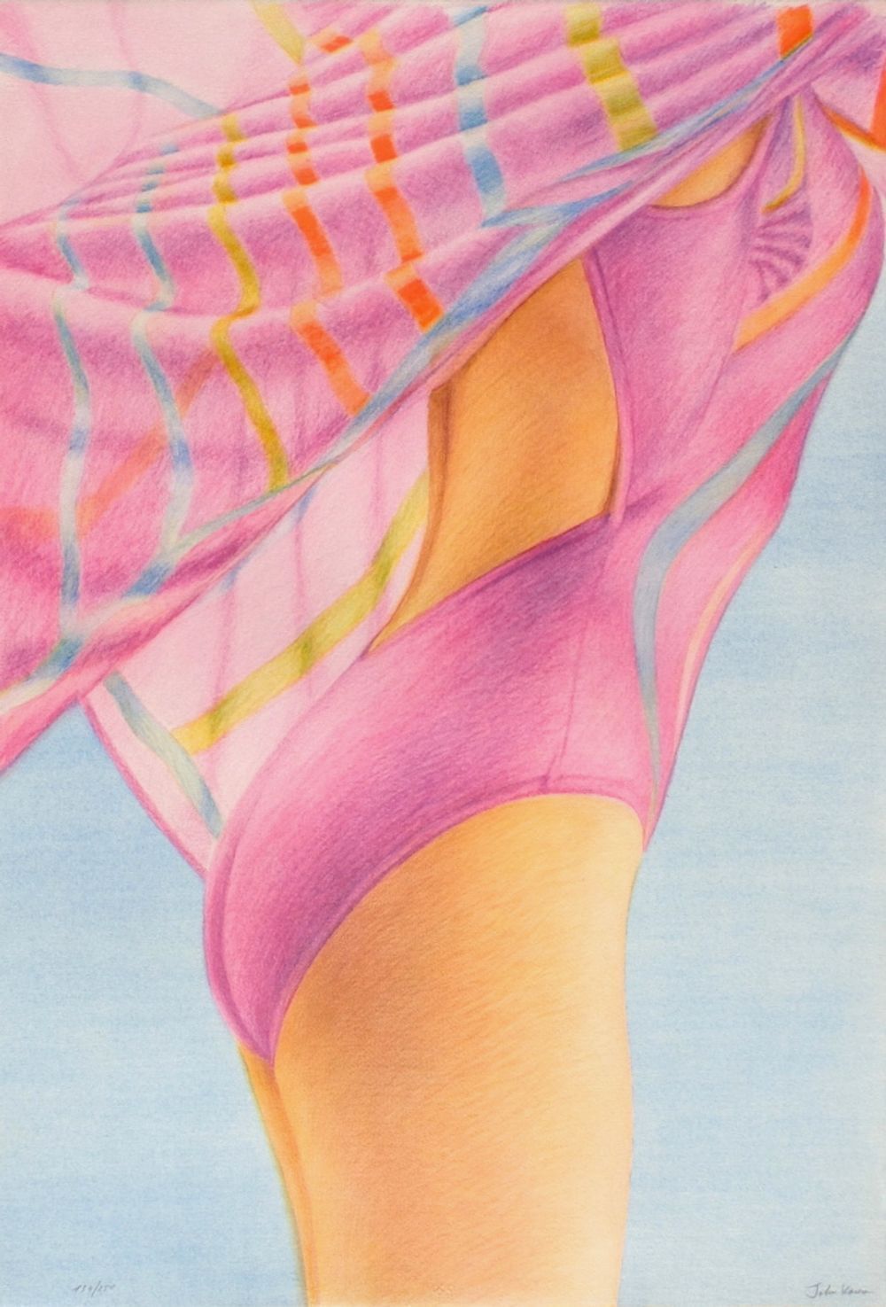John Kacere Gesigneerde Lithografie Purple Swimmer (Olympics Of Barcelona) 1992