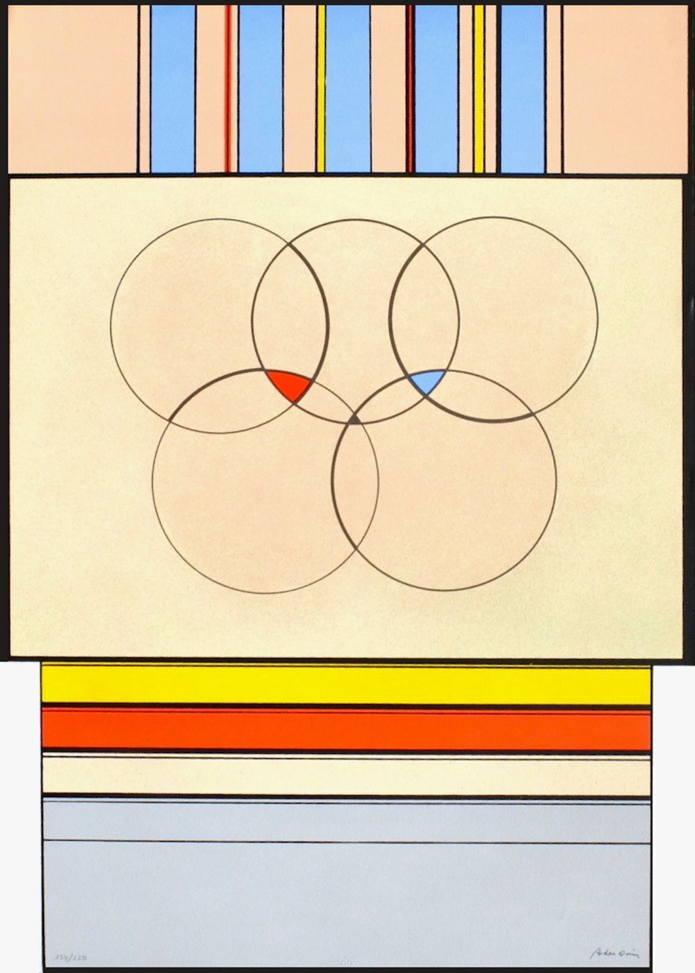 Carmelo Arden Quin Signed Screenprint Anneaux Olympiques 1992
