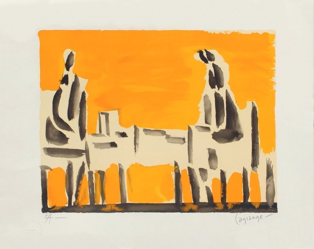 Jacques Lagrange Gesigneerde Lithografie Deux Personnages 1990