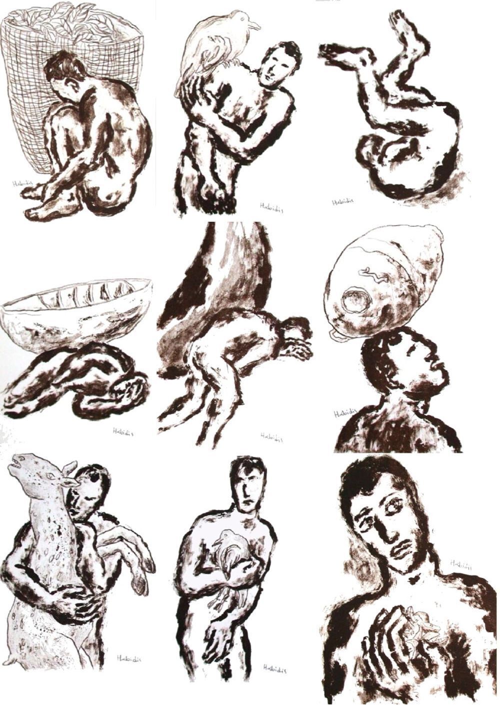 Pavlos Habidis Gesigneerde Lithografie Nostalgia (Portfolio van 9) 1993