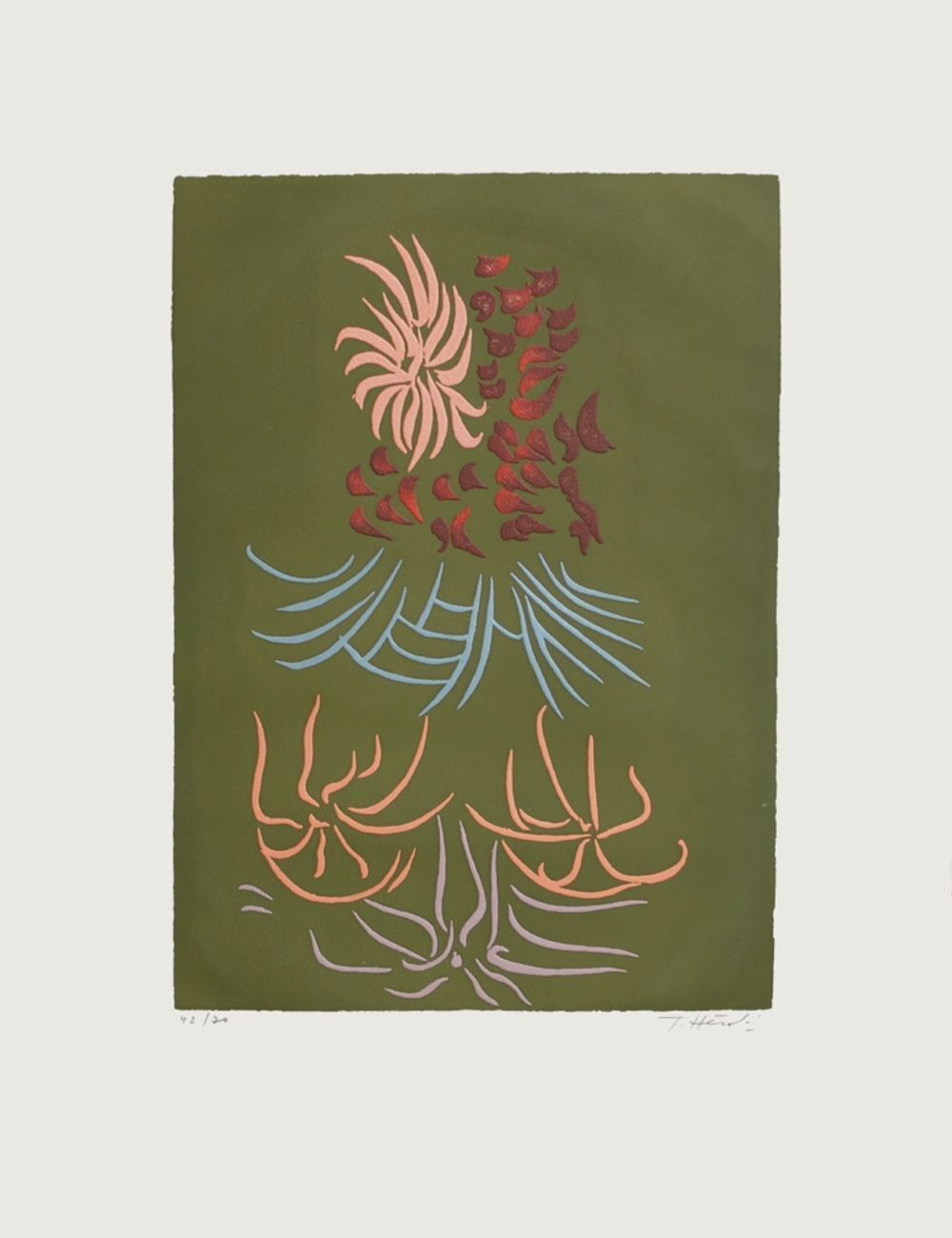 Jacques Herold Signed Etching Fleurs 1974