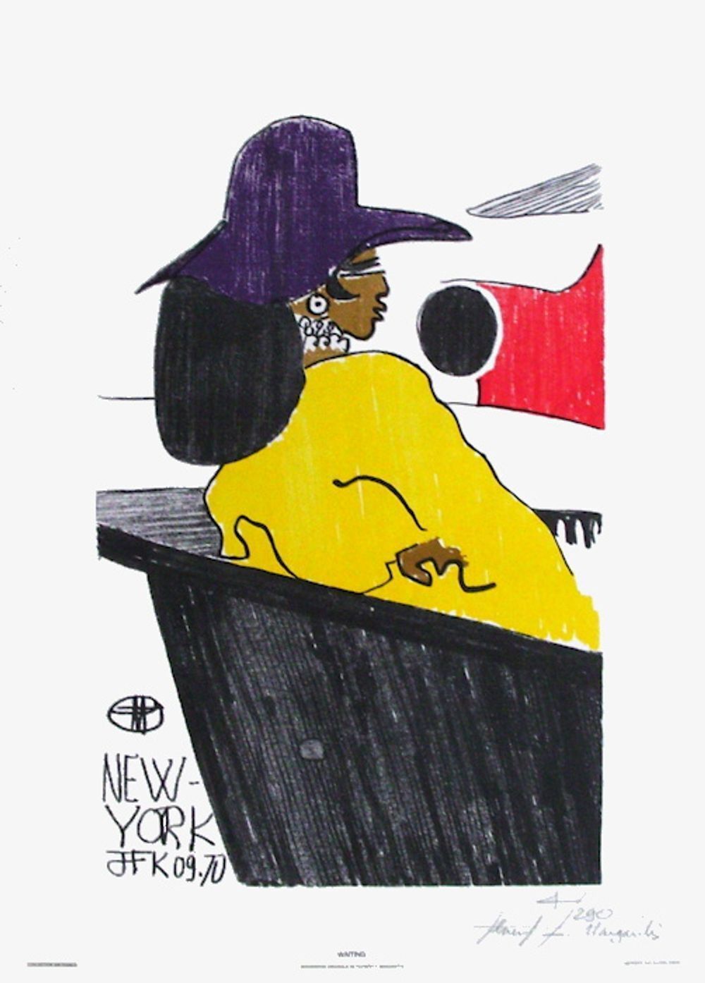 Florent Margaritis Signed Screenprint Waiting New York Jfk 09.70