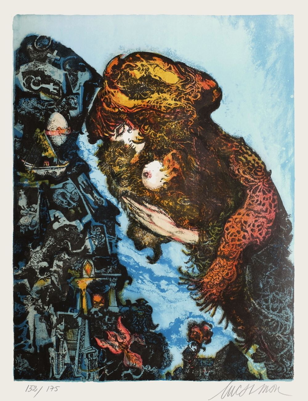 Luc Simon Gesigneerde Lithografie Femme 1975