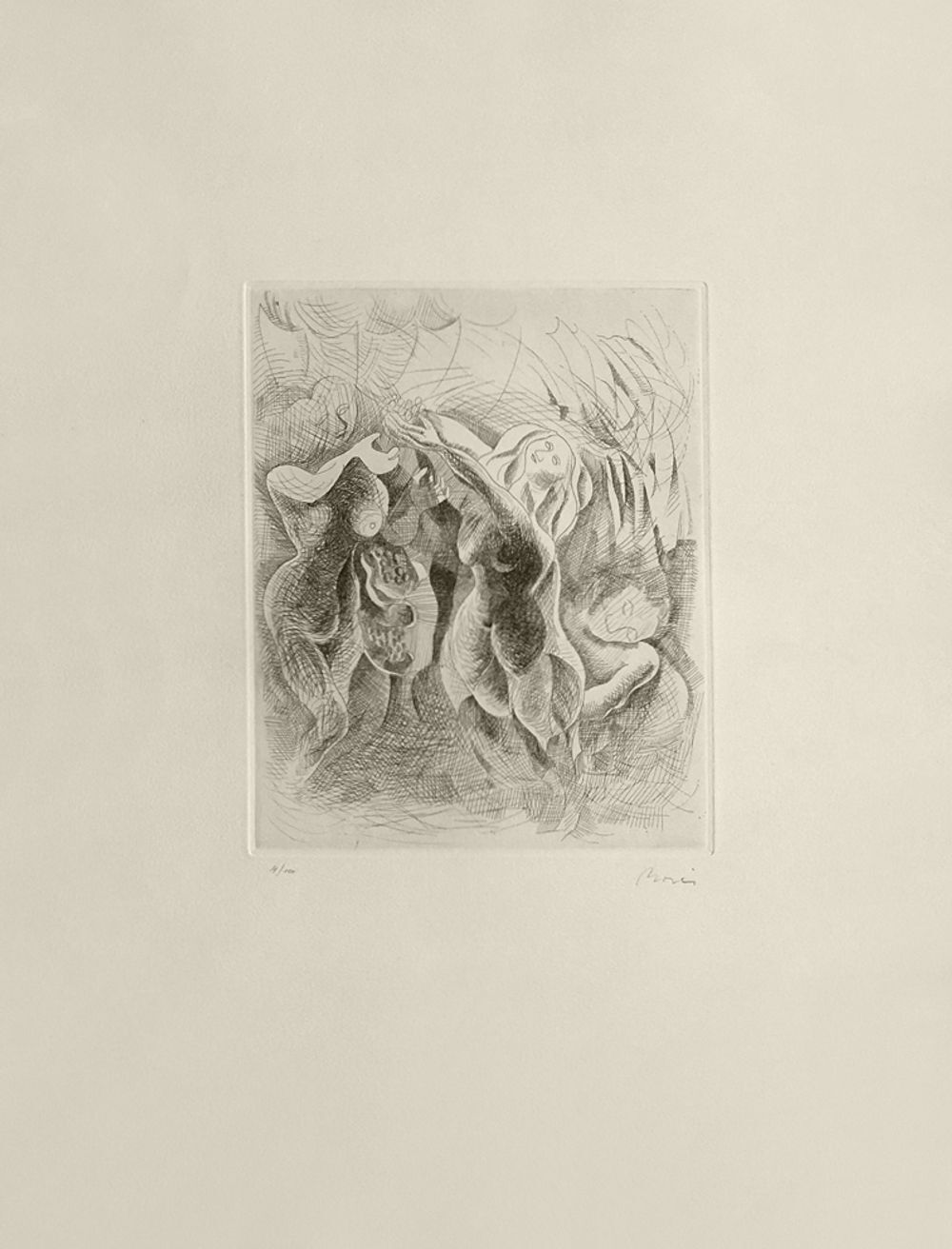 Francisco Bores Gesigneerde Ets La Vendimia 1960
