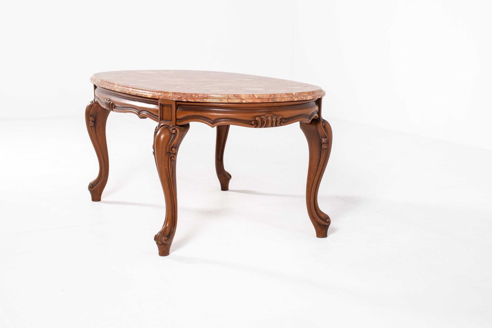 Meubels Vintage salontafel in Louis XV-stijl met marmeren blad, 20e eeuw photo