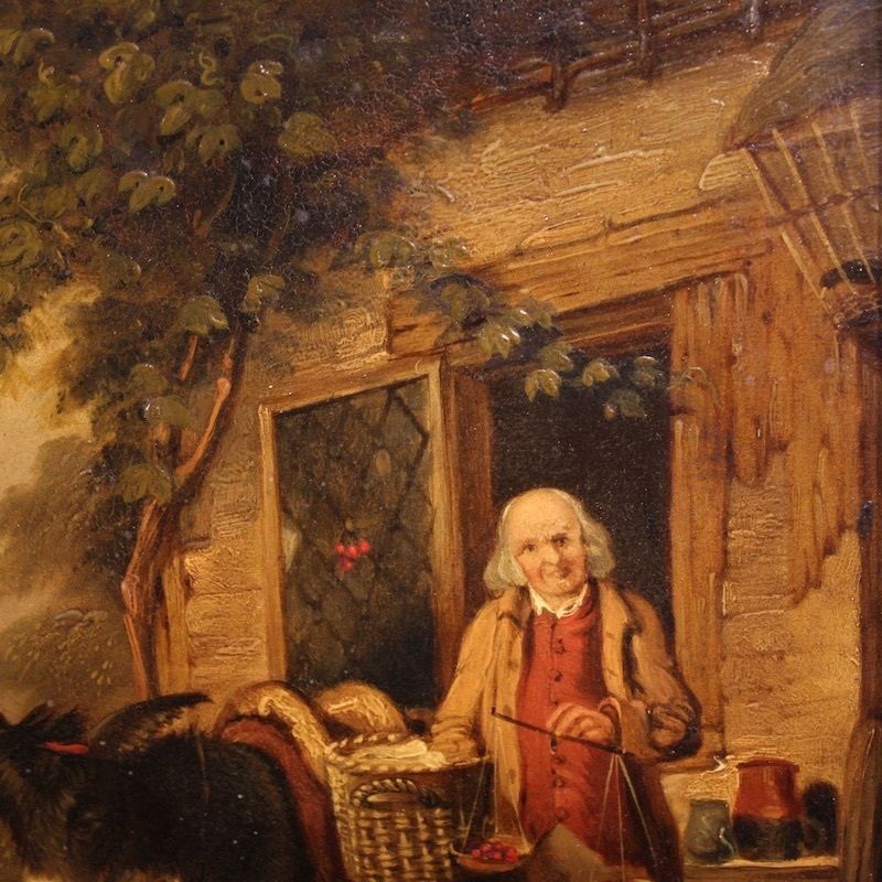 photo buy Antiek Engels schilderij van een landelijk genretafereel, gedateerd 1866