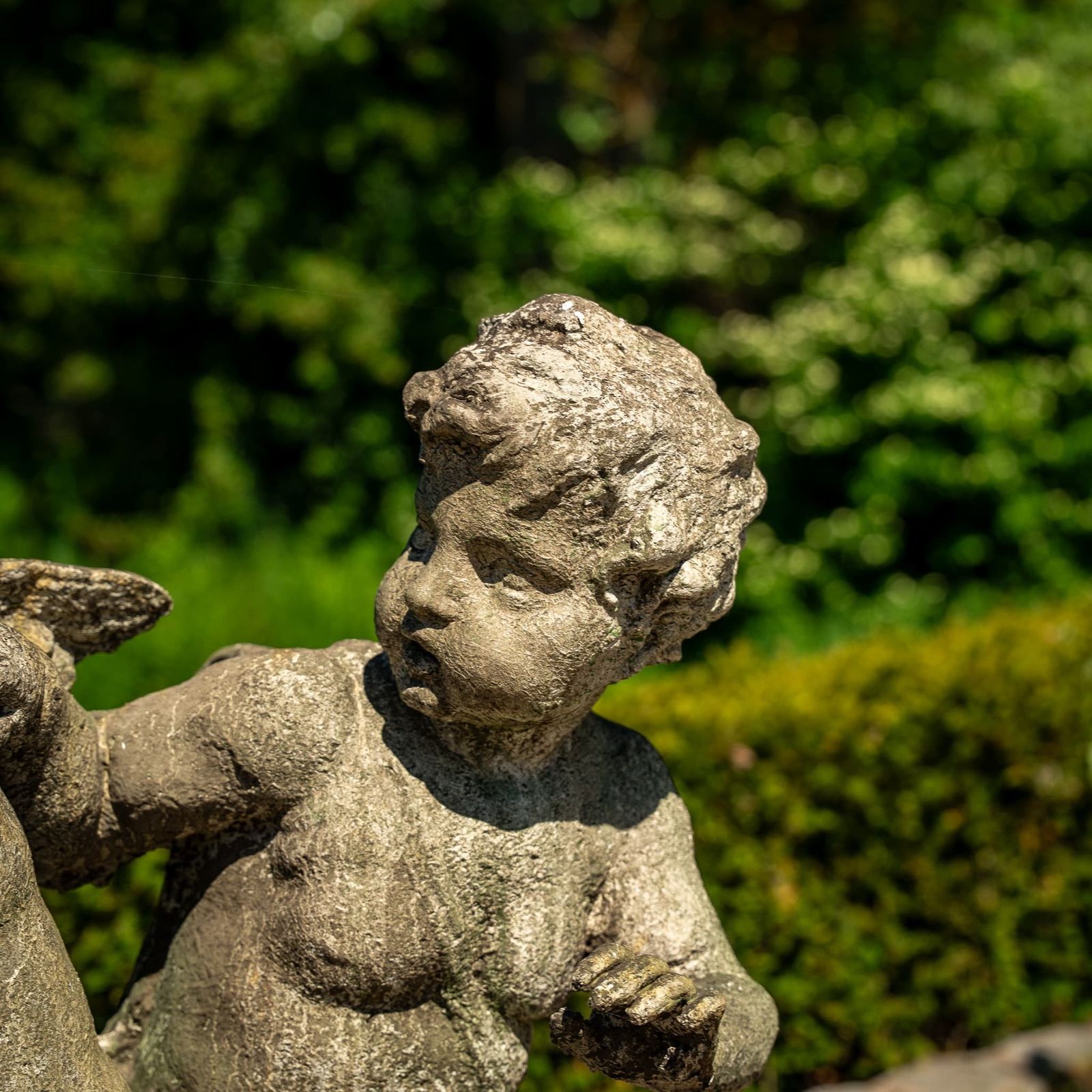 photo for sale Playing Putti, Stone Cast, Probably Late 20th Century