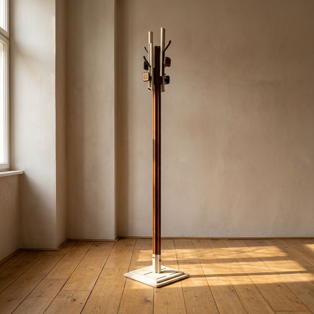 Coat Rack Mid Century Wood & Stainless Steel By Carlo De Carli For Fiarm 1960s Italy.