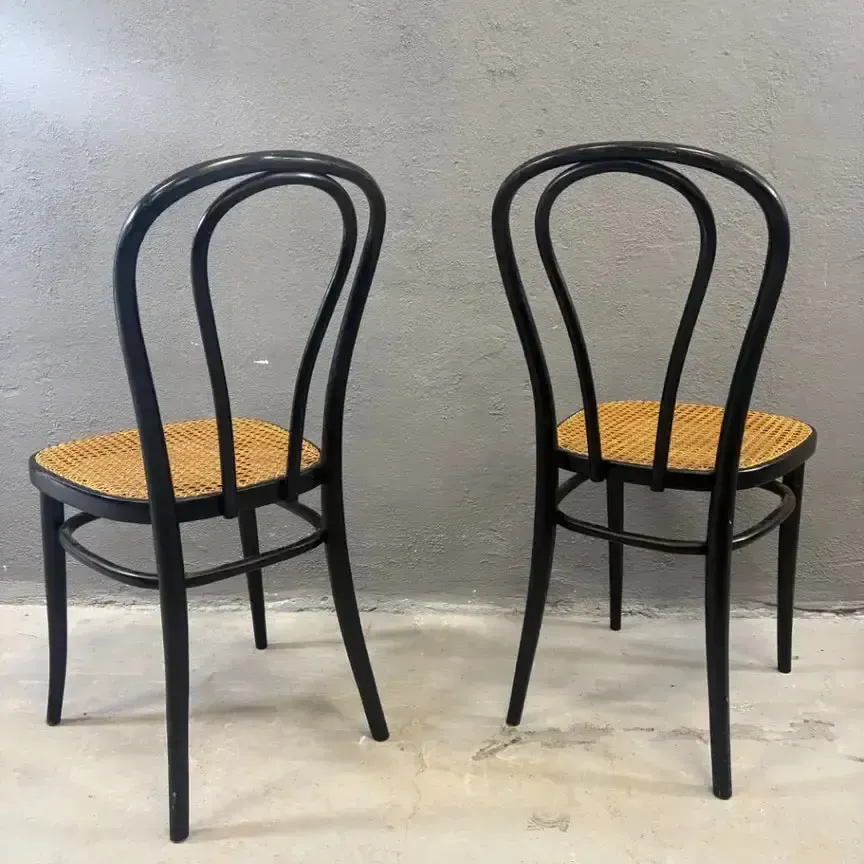 Paar Bentwood Stoelen, Weens Stro Zittingen, Herbatschek Series, jaren 1960 photo Meubels