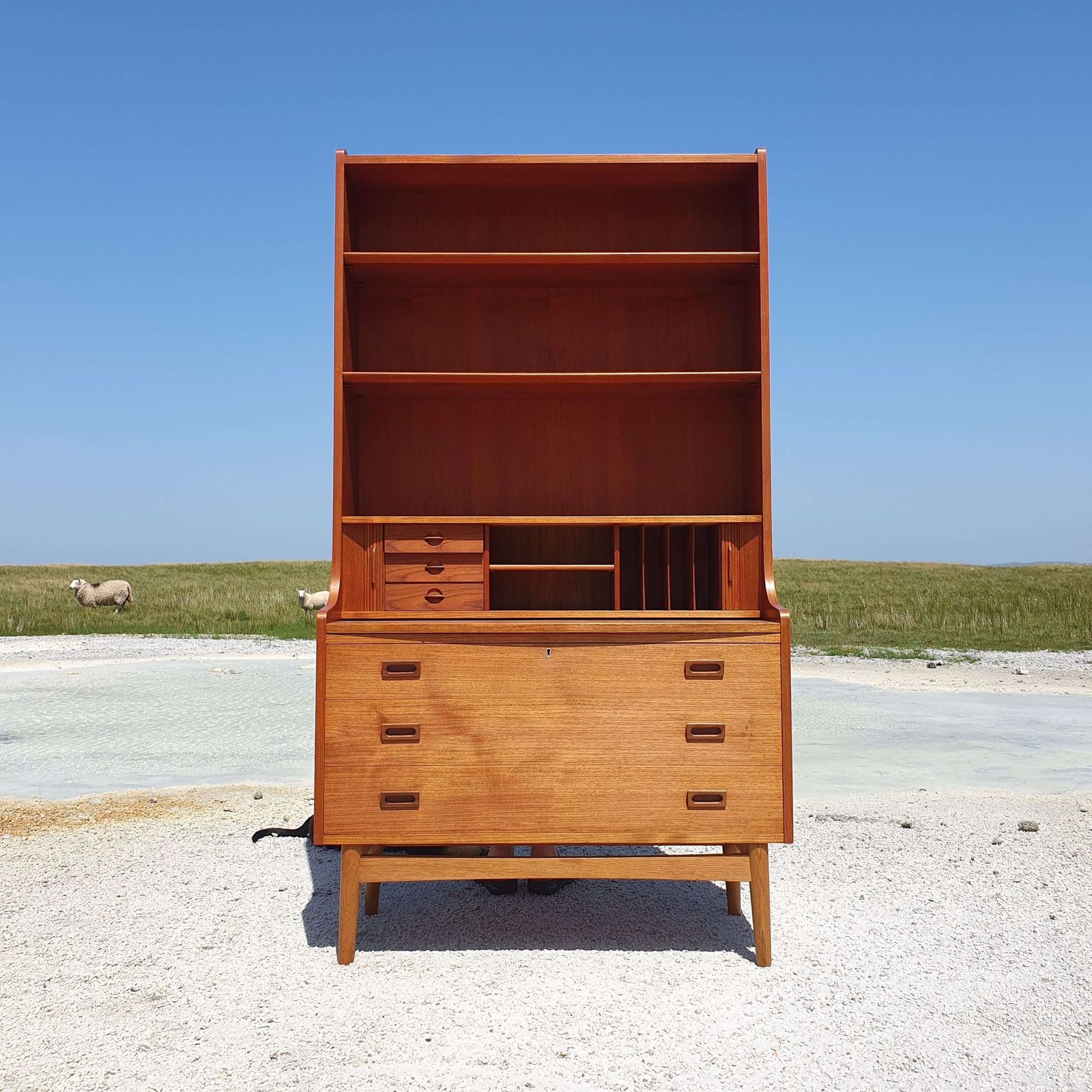 Johannes Sorth For Bornholm Mobelfabrik, Denmark. A Teak Secretaire Bookcase. 1960s. photo furniture
