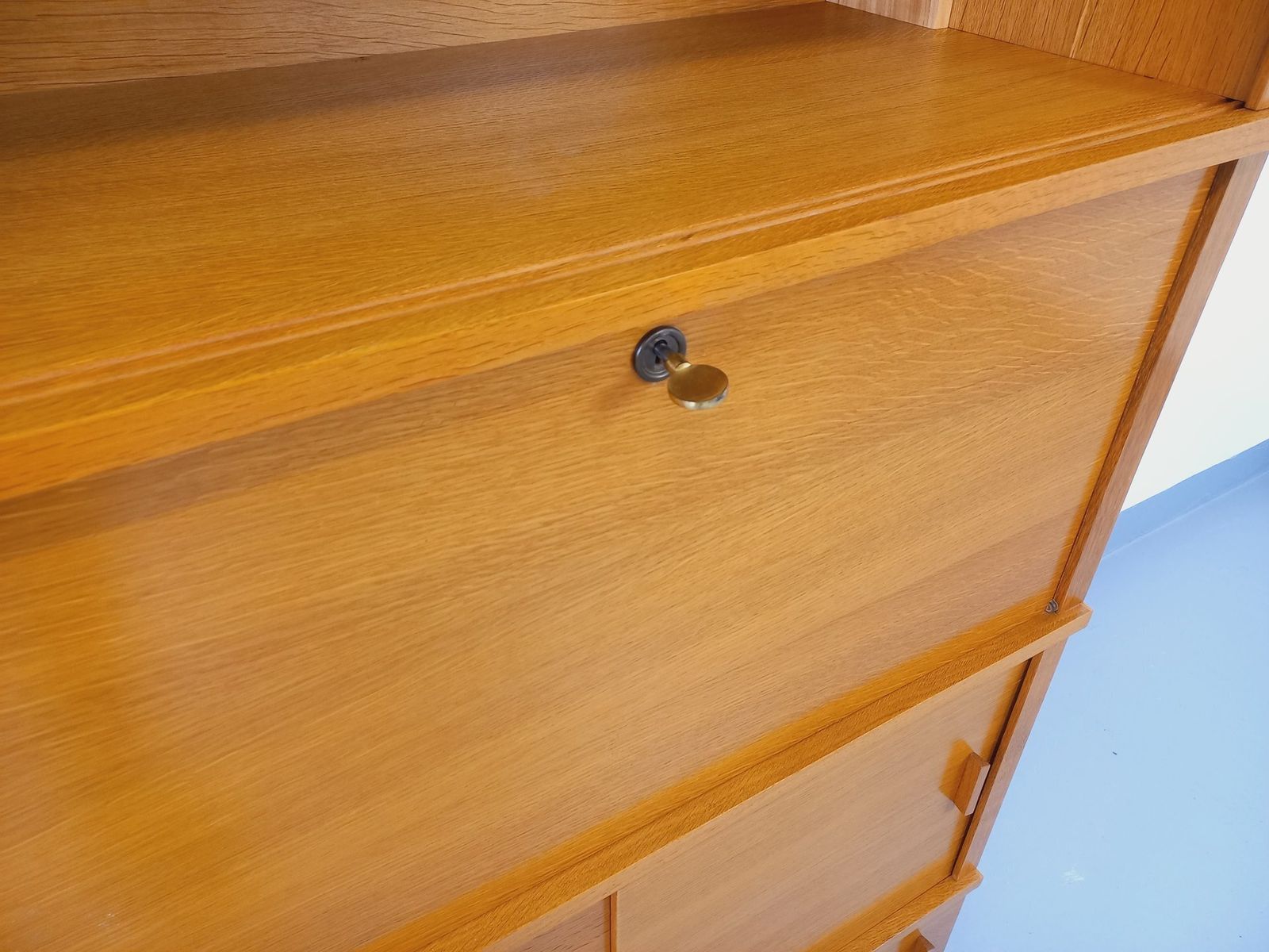 Storage Unit With Oak Secretary Desk photo Furniture