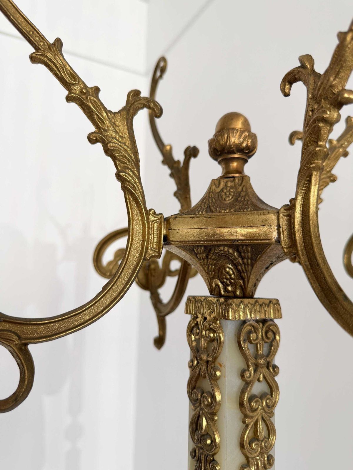 Italian Onyx Marble Coat Rack, Brass Hall Tree, Decorative Hall Stand, Hollywood Regency photo 1978.0