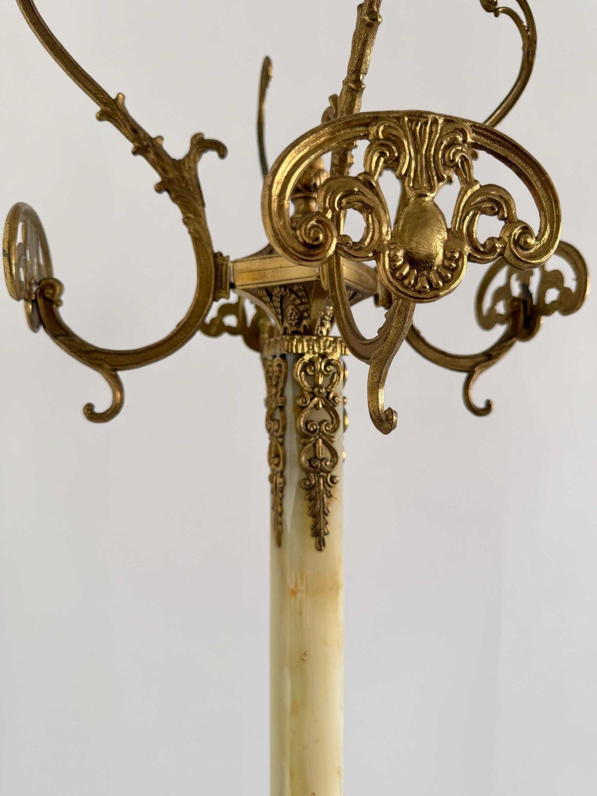 Italian Onyx Marble Coat Rack, Brass Hall Tree, Decorative Hall Stand, Hollywood Regency photo buy