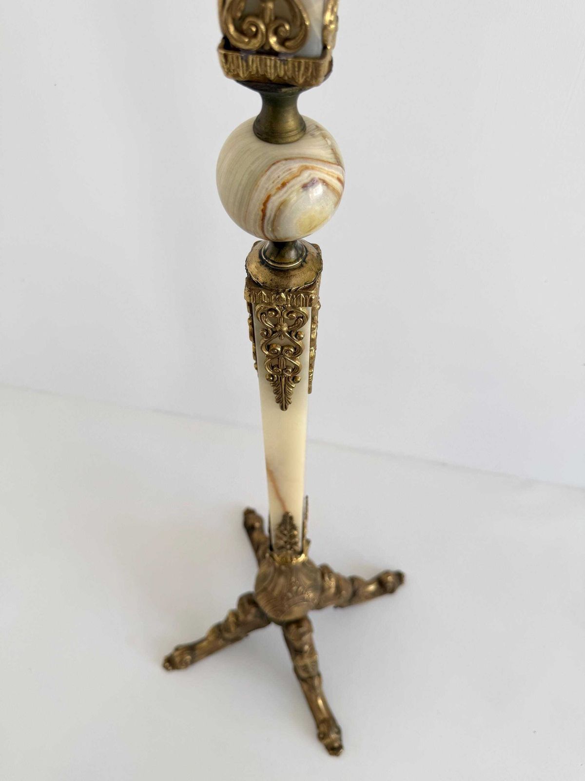 1978.0 Italian Onyx Marble Coat Rack, Brass Hall Tree, Decorative Hall Stand, Hollywood Regency photo