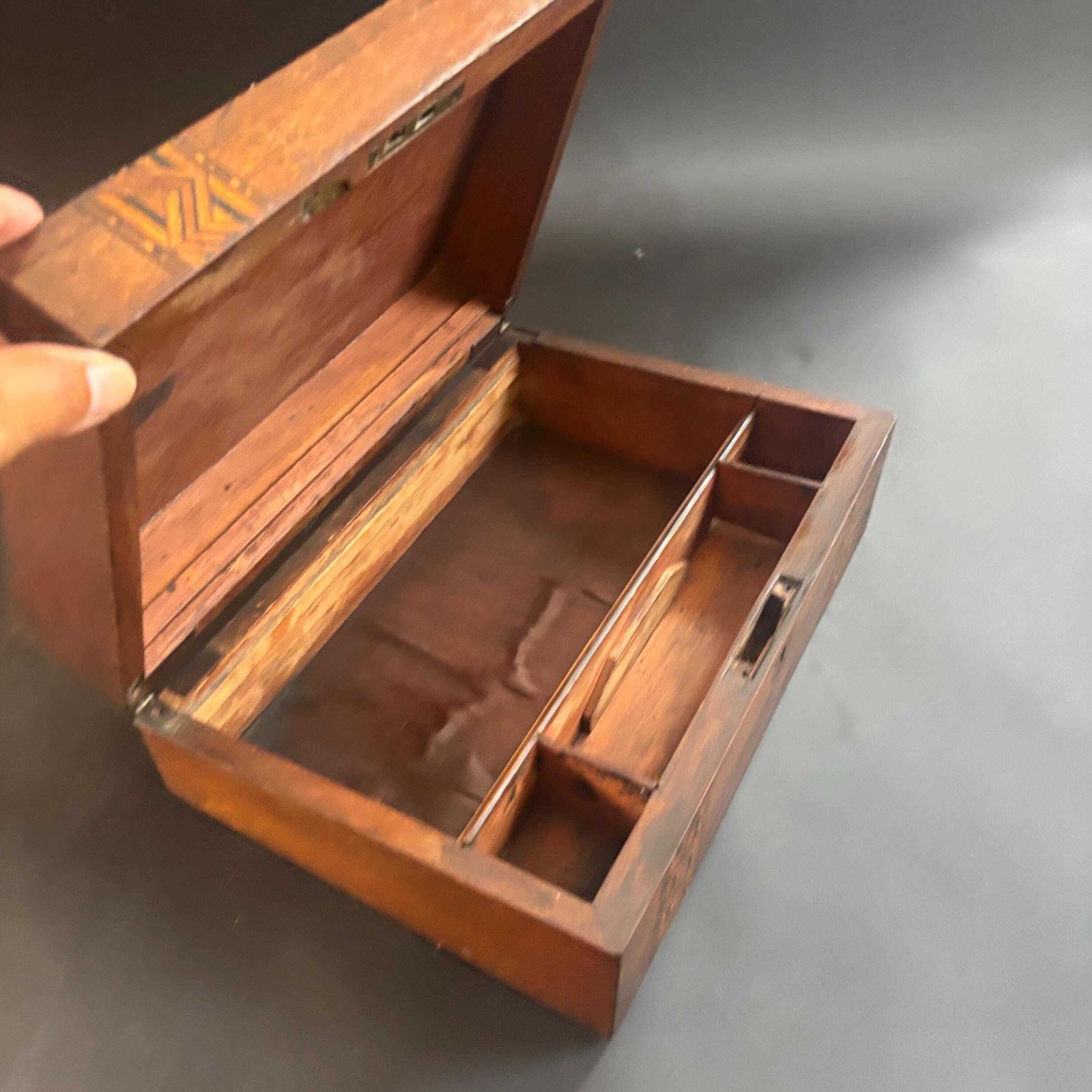 photo for sale Antique Victorian Walnut Keepsake Box, Tunbridge Ware Inlaid Wooden Memory Chest, 19th Century Storage Box, Unique Upcycled Gift.
