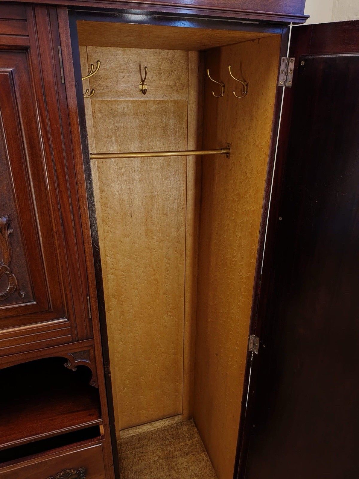 Victorian Carved Mahogany Triple Combination Wardrobe photo for sale