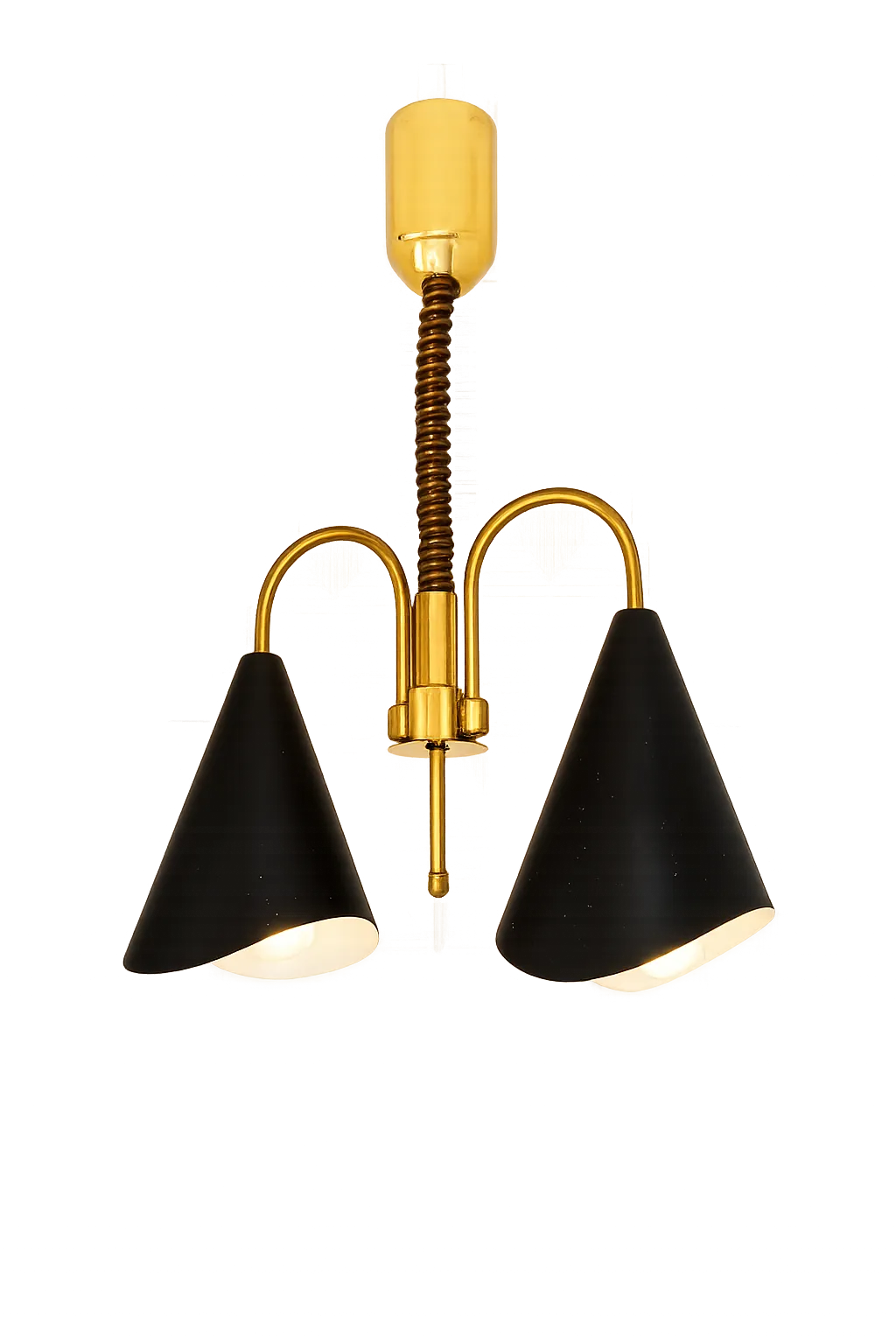 Mid-Century Modern hanglamp, messing en metaal, jaren 1970.