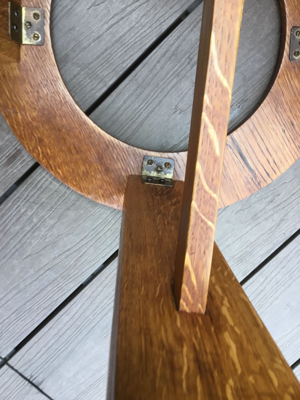 photo furniture Side Table Solid Oak Pre Victorian. Unique. Hand Cut Glass Inlay