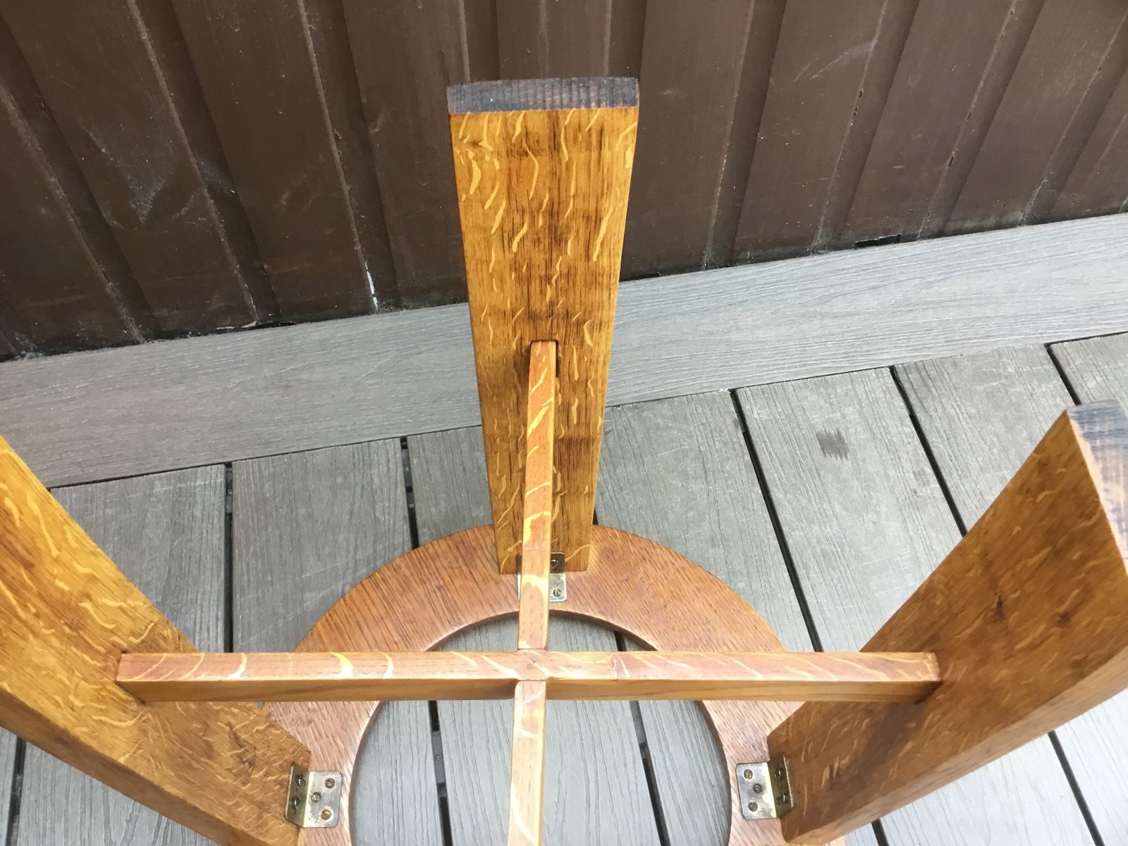 photo for sale Side Table Solid Oak Pre Victorian. Unique. Hand Cut Glass Inlay