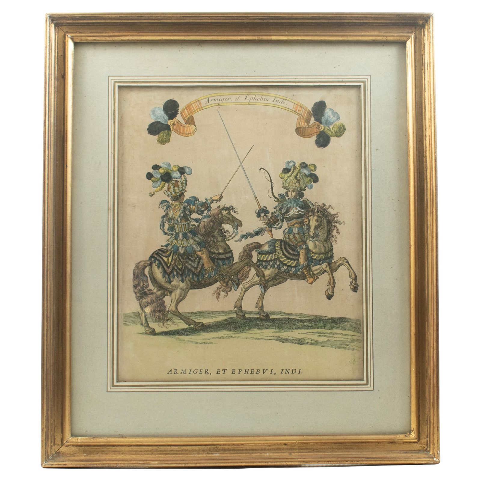 "Armiger Et Ephebus Indi" — Hand Coloured Engraving   Grand Carrousel 1662