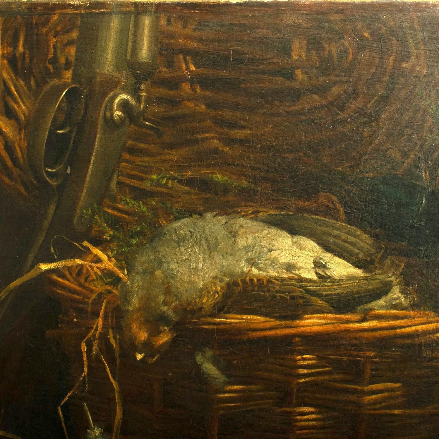Nature morte « After The Shoot » H Tickner (britannique), datée de 1901, huile sur toile photo vinterior