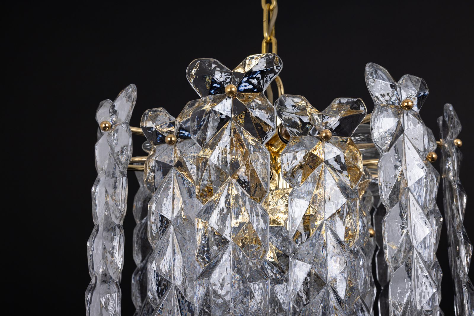 photo buy Large Gilt Brass, Crystal Glass Chandelier Palma, Kalmar, Austria, 1970s