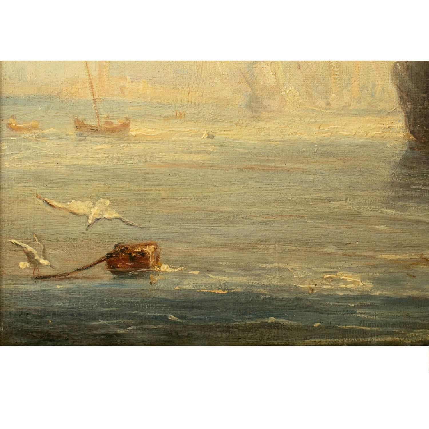 École française, XIXe siècle, huile sur toile   Galions espagnols à l'ancre dans une baie photo buy