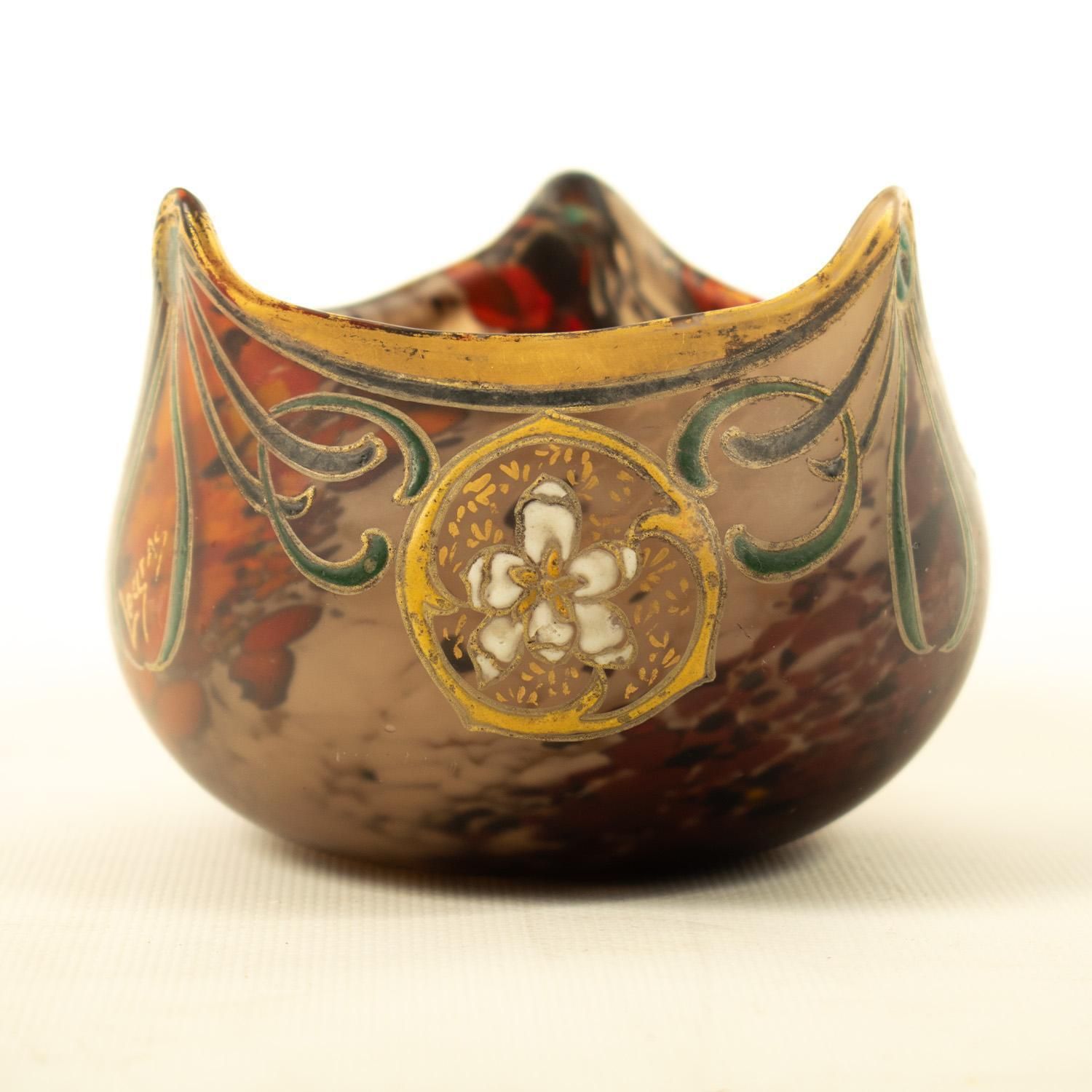 Vase boule en verre soufflé Art Nouveau, Le Gras photo for sale
