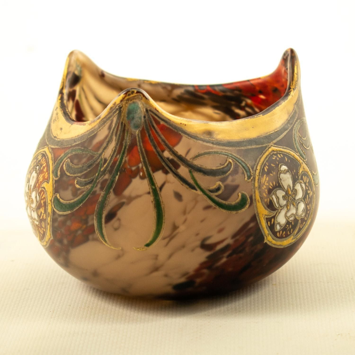 Vase boule en verre soufflé Art Nouveau, Le Gras photo 1360.0