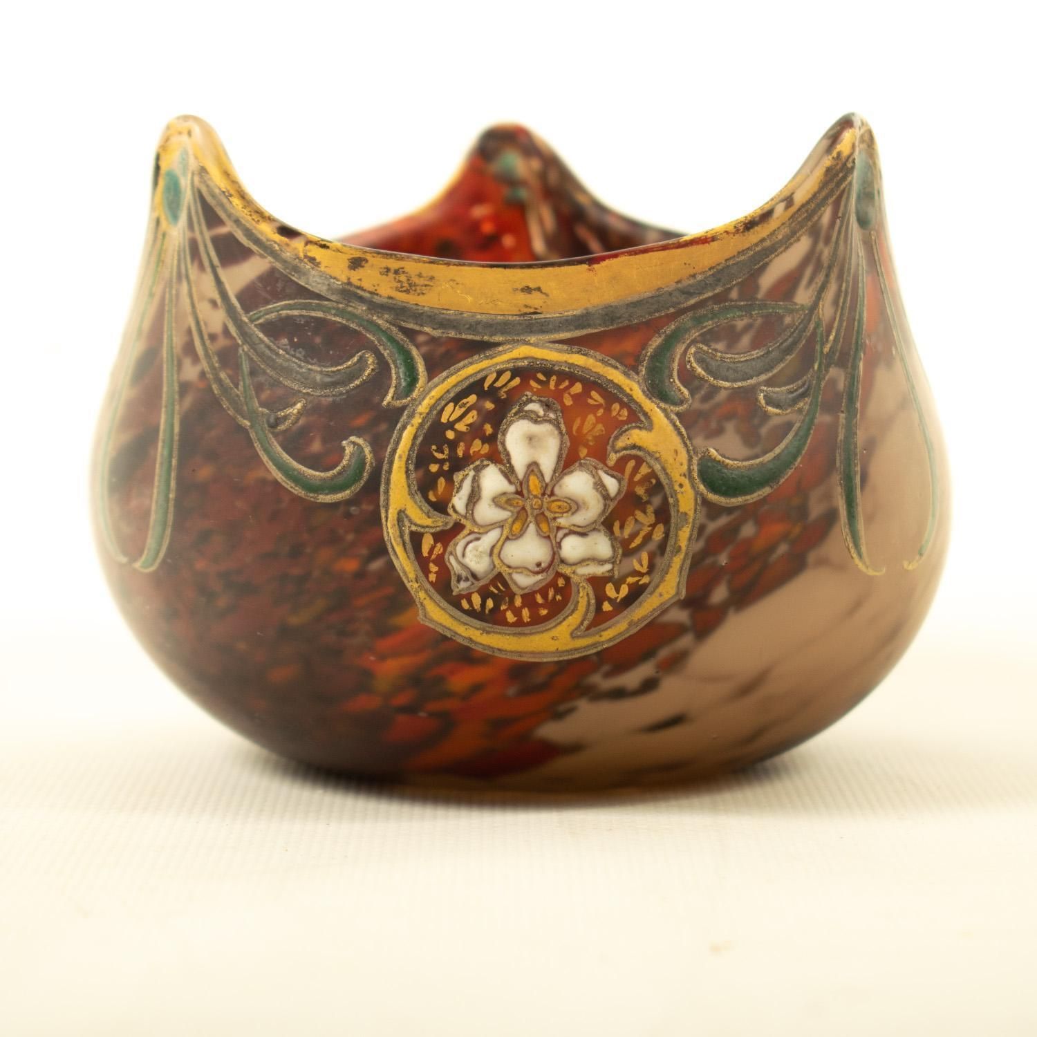 Vase boule en verre soufflé Art Nouveau, Le Gras photo buy