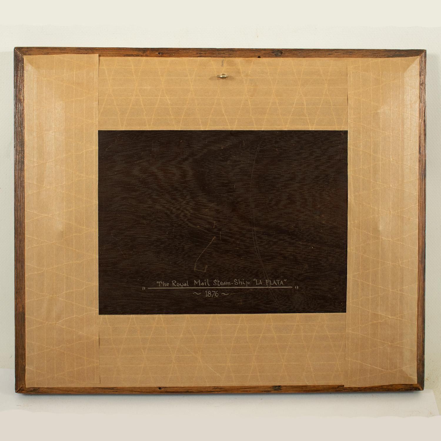 19th Century Oil On Panel Of The Rmspc Steam Ship La Plata. Dated 1876 photo vinterior