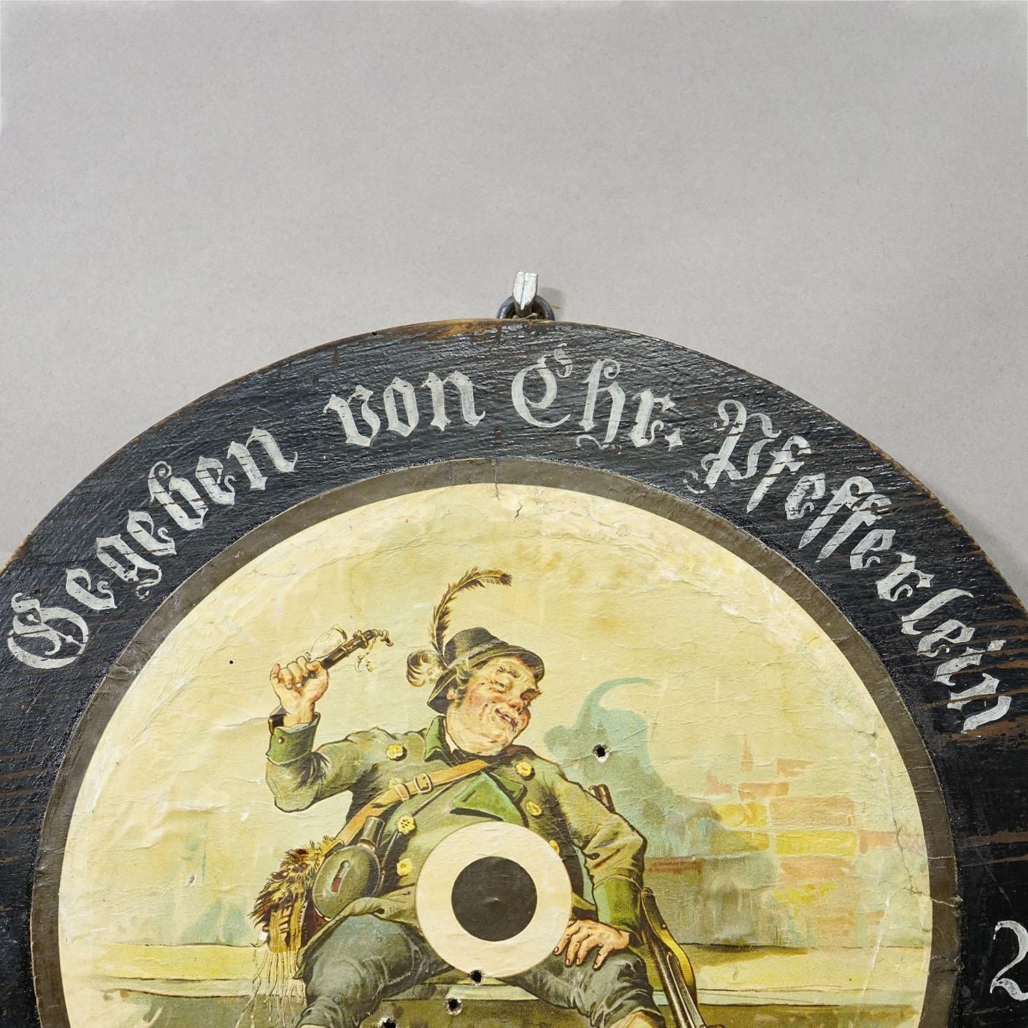 Antique German Shooting Target With Humorous Hunter Motif, Germany 1929 photo vinterior