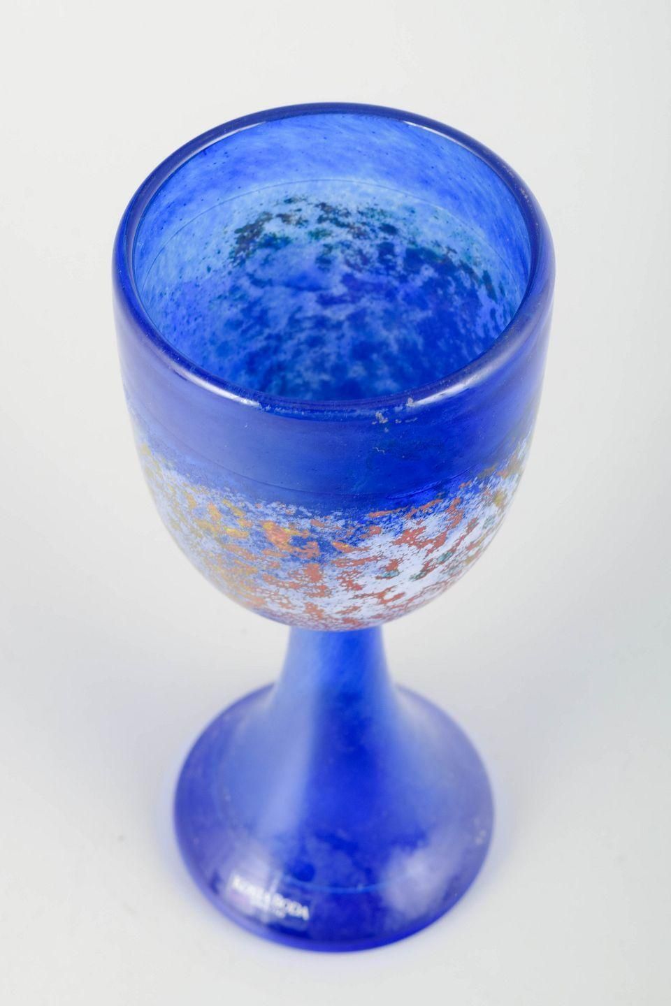 Kjell Engman For Kosta Boda. Wine Glass In Blue Art Glass, 1980/90s. photo furniture