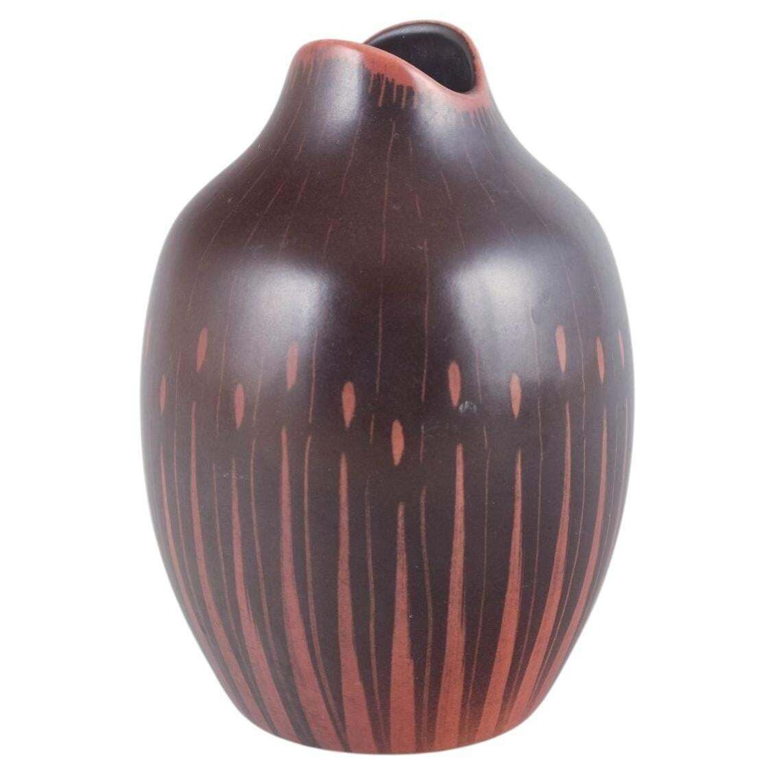Vase en céramique Colin Melbourne pour Beswick, tons rougeâtres et bruns, milieu du XXe siècle