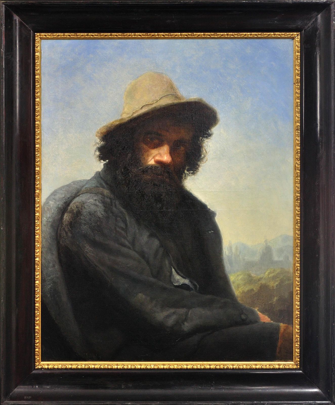 Albin Mattenheimer, 1823-1875. Autoportrait de l'artiste, Munich, 1875. Peinture à l'huile encadrée.