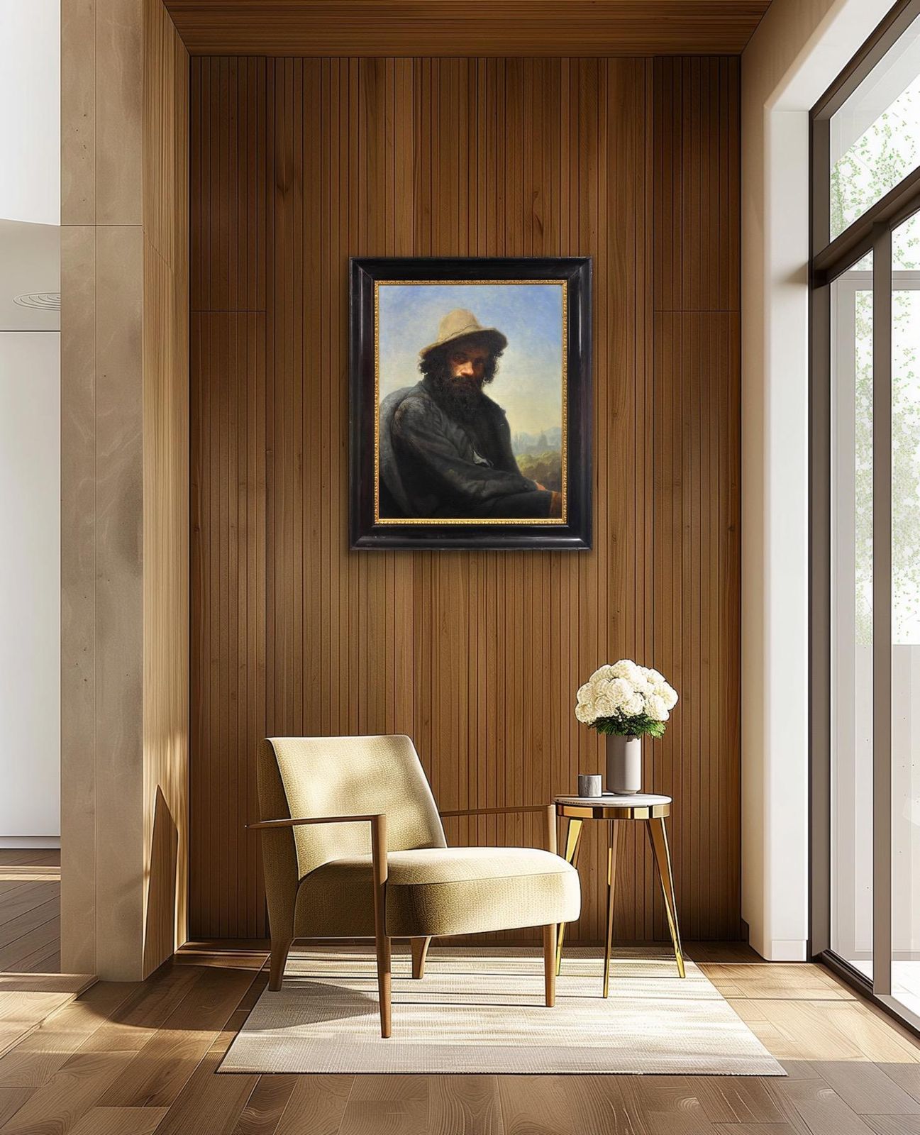 Art Albin Mattenheimer, 1823-1875. Autoportrait de l'artiste, Munich, 1875. Peinture à l'huile encadrée. photo