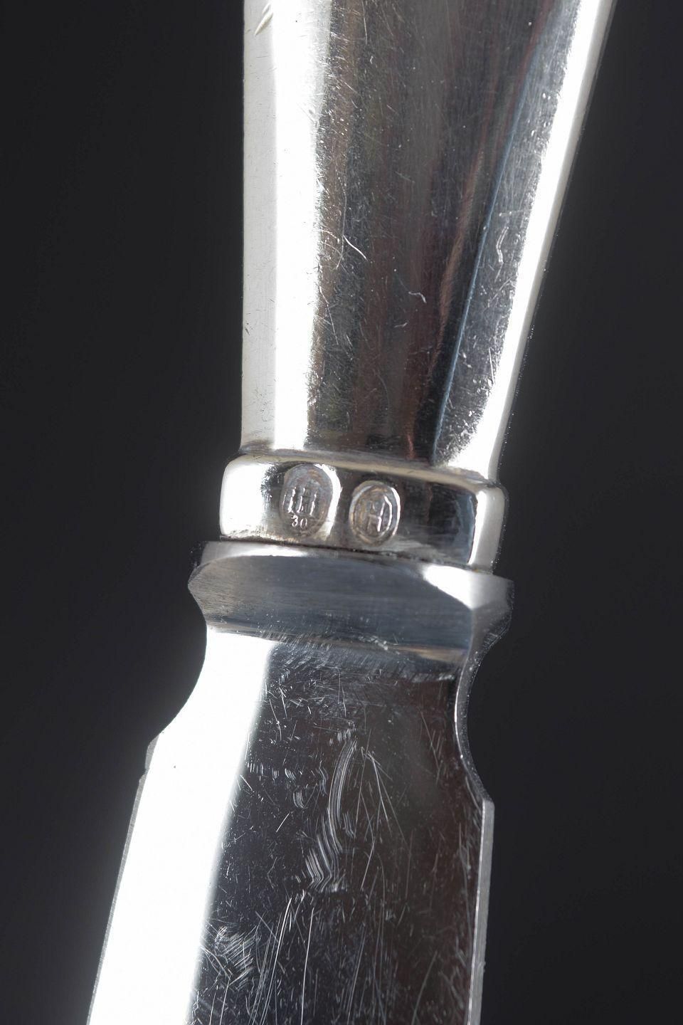 Georg Jensen, zeldzaam taartmes in zilver en roestvrij staal. Viking-patroon. photo Woonaccessoires