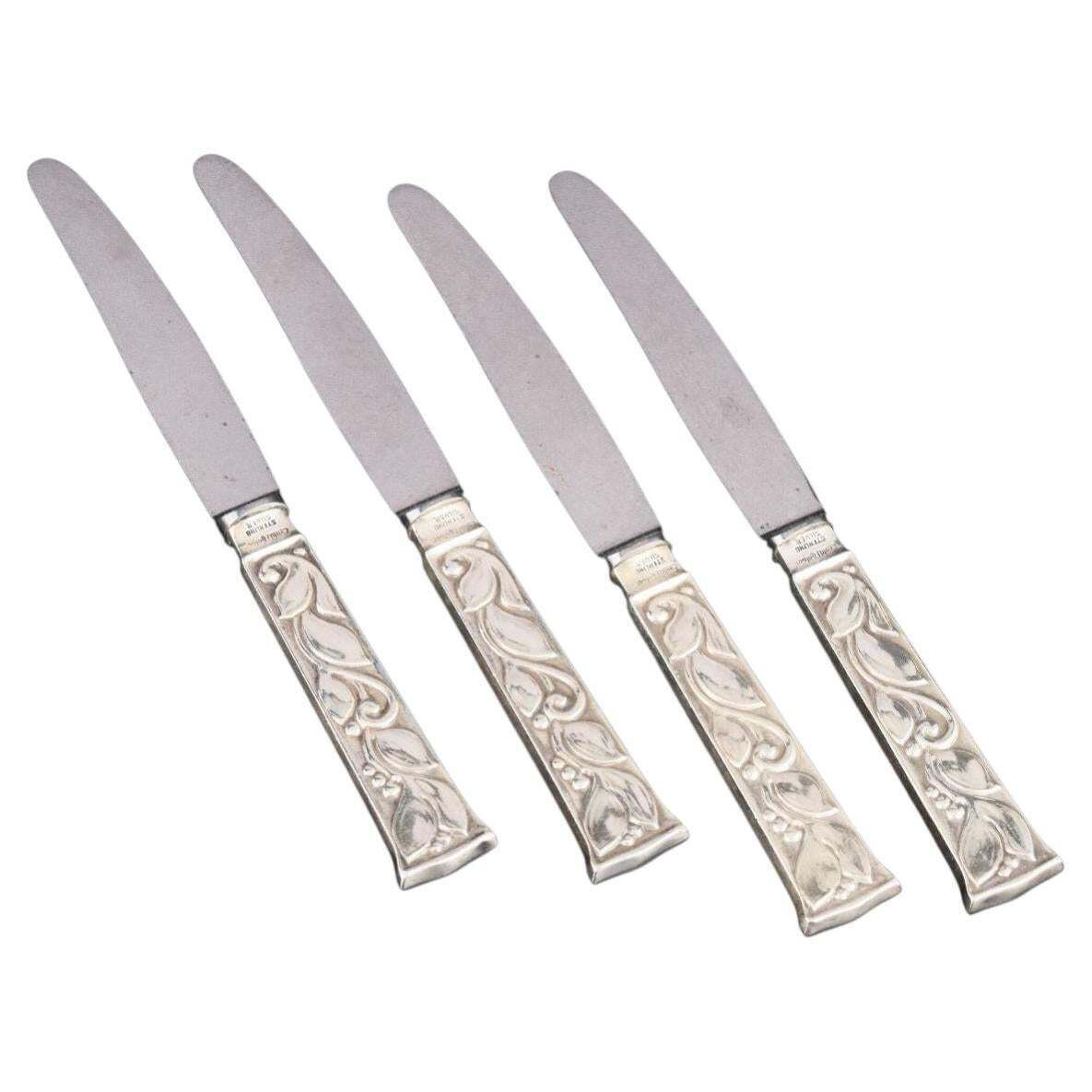 Evald Nielsen. Set Of Four Fruit Knives In Sterling Silver And Stainless Steel.