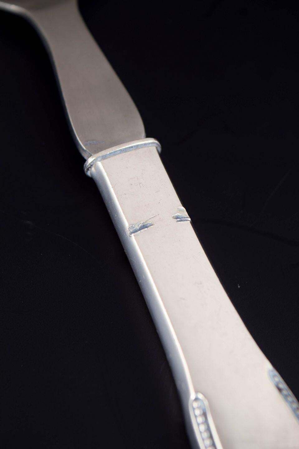 Fourchette à salade Evald Nielsen en argent et acier inoxydable, années 1930 photo for sale