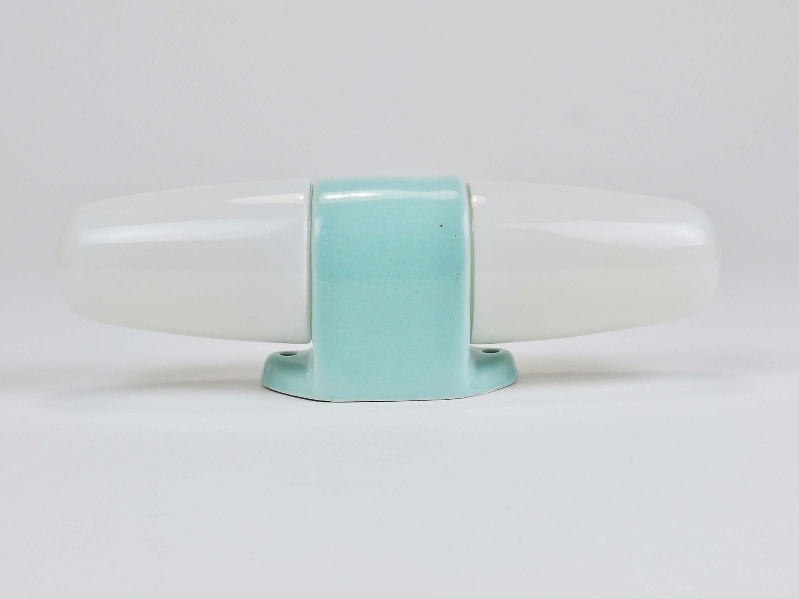 photo for sale Wilhelm Wagenfeld Bauhaus Turquoise Dubbele Wandlamp, Duitsland, ca. jaren 1950