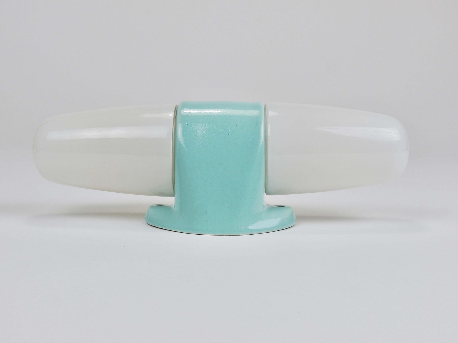 Lighting Wilhelm Wagenfeld Bauhaus Turquoise Double Sconce Wall Light, Germany, 1950s photo