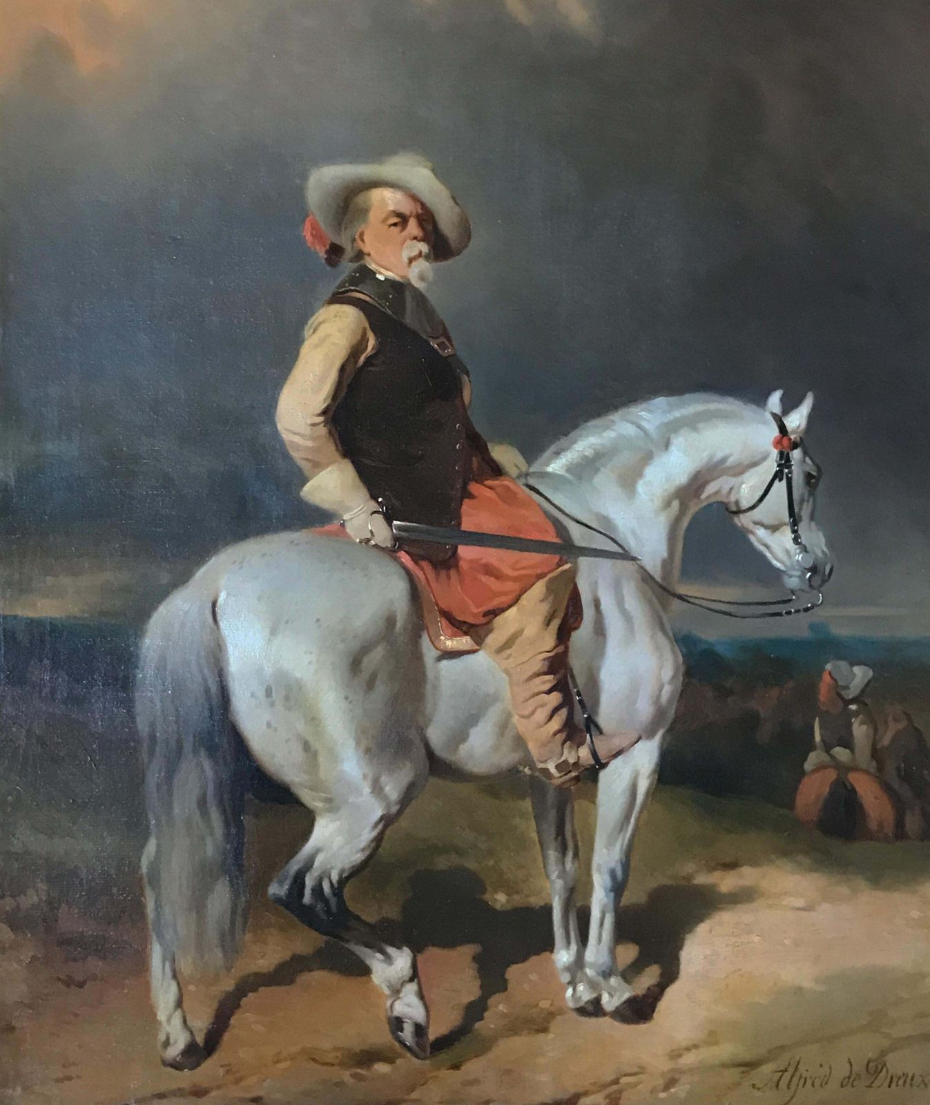 Peinture à l'huile française du XIXe siècle : Alfred De Dreux   Capitaine Des Mousquetaires3 photo furniture
