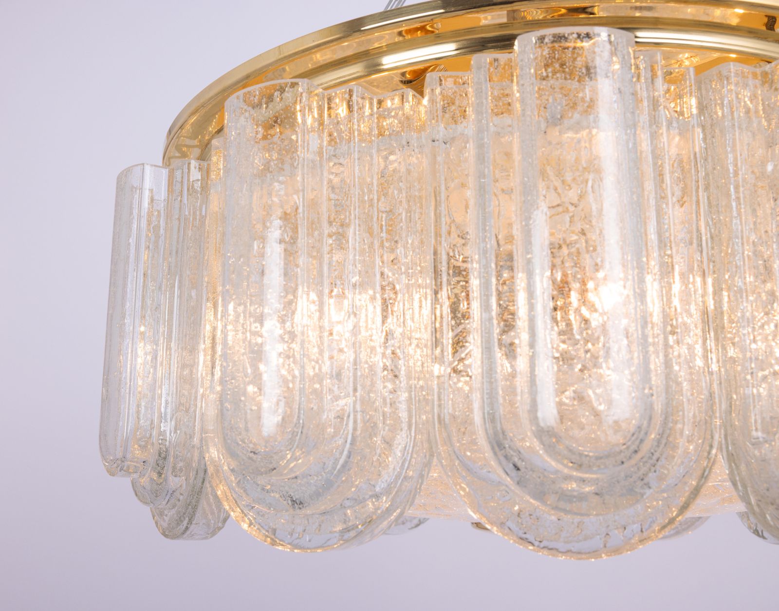 photo furniture Stunning Large Murano Glass Tubes Flushmount Brass By Doria, Germany, 1960s