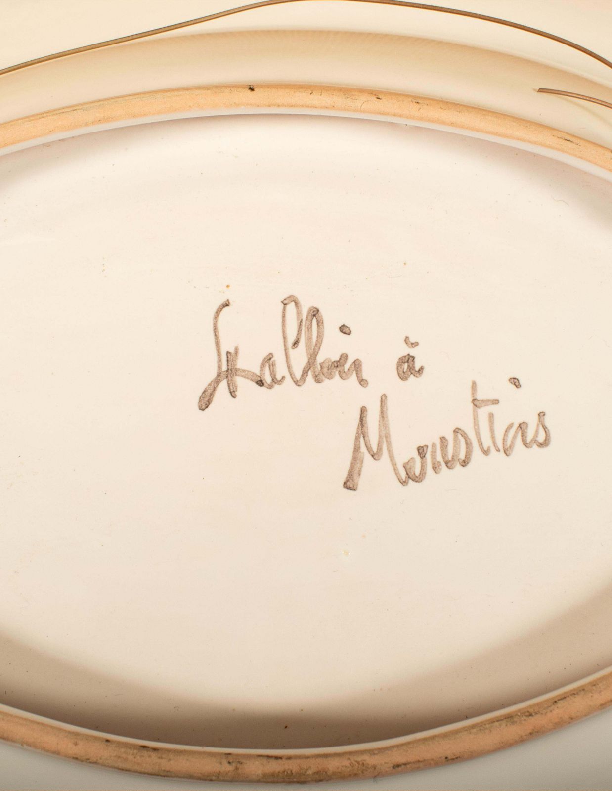 French Porcelain Shaving Dish, “Italien à Moustiers”, Early 20th Century photo vintage