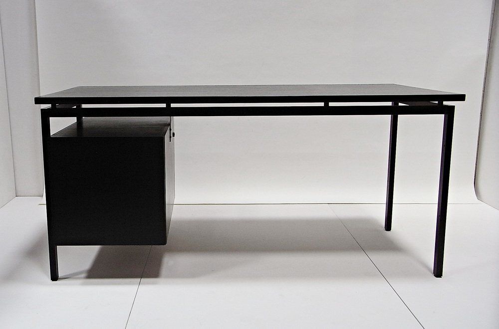 770.0 Schrijftafel in zwart gebeitst eiken van Herbert Hirche voor Christian Holzäpfel KG, Duitsland, ca. jaren 1960 photo