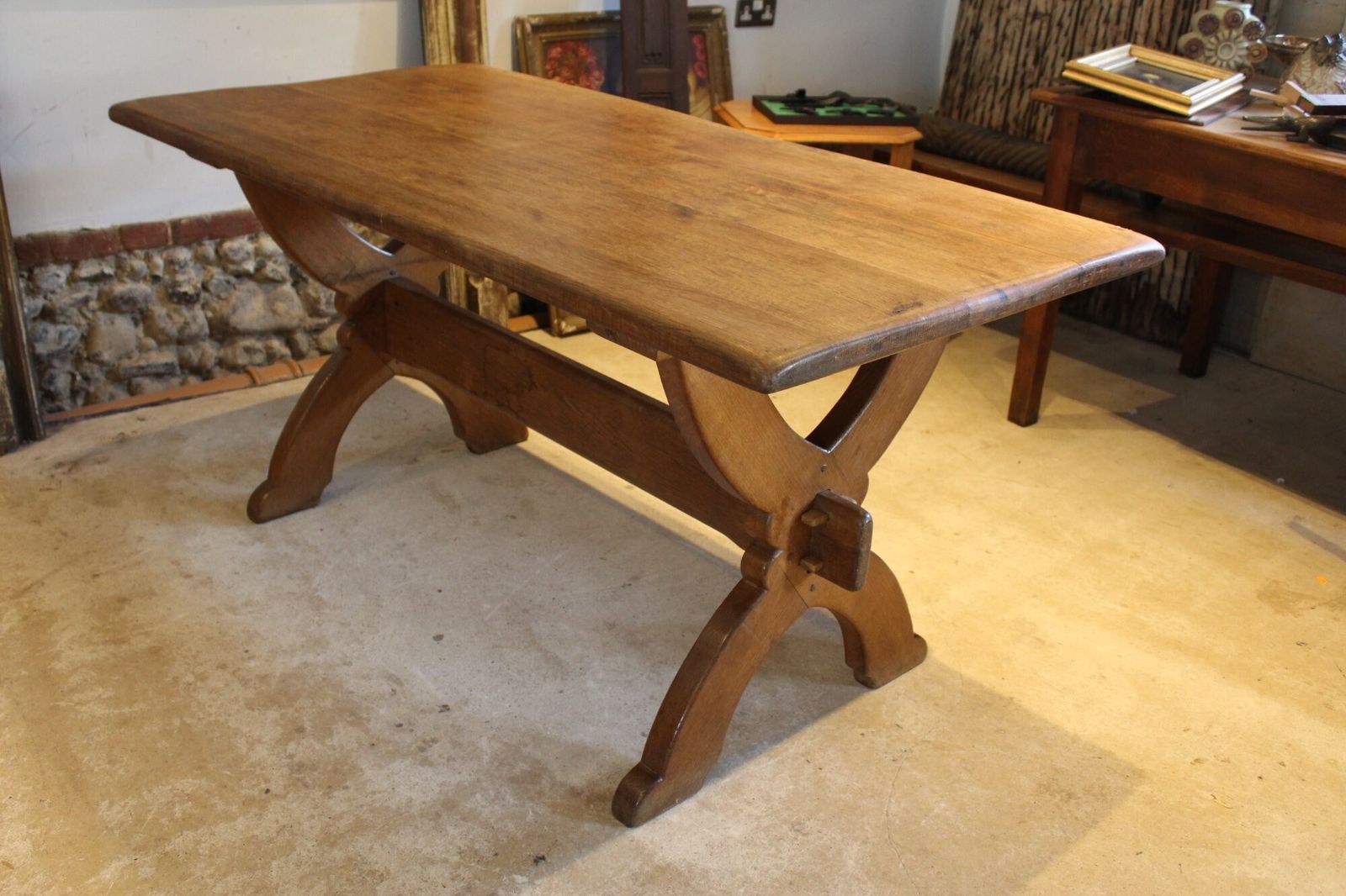 Table Oak Arts & Crafts Refectory Farmhouse Dining Table C1900