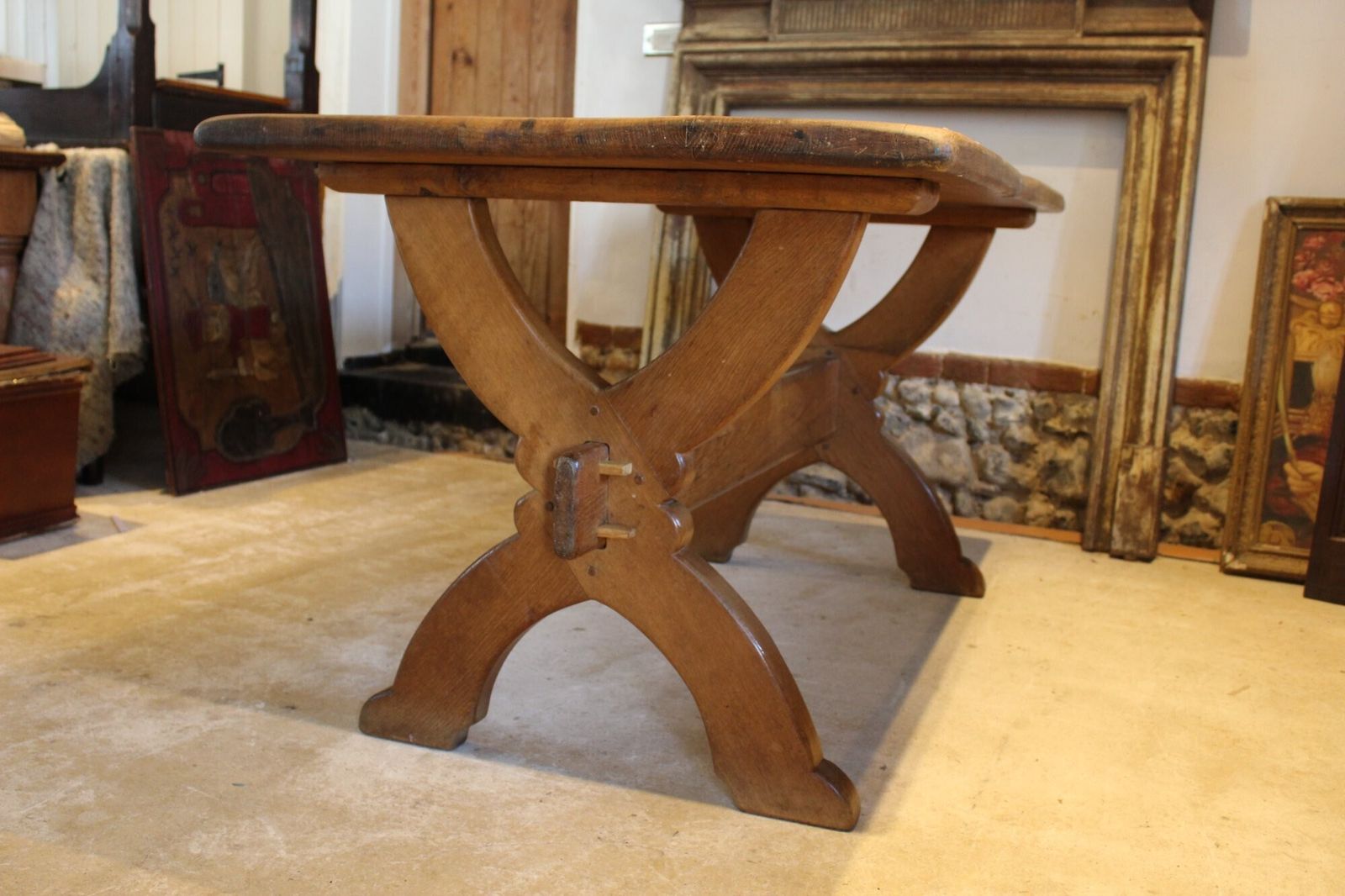 Table Oak Arts & Crafts Refectory Farmhouse Dining Table C1900 photo 1125.0
