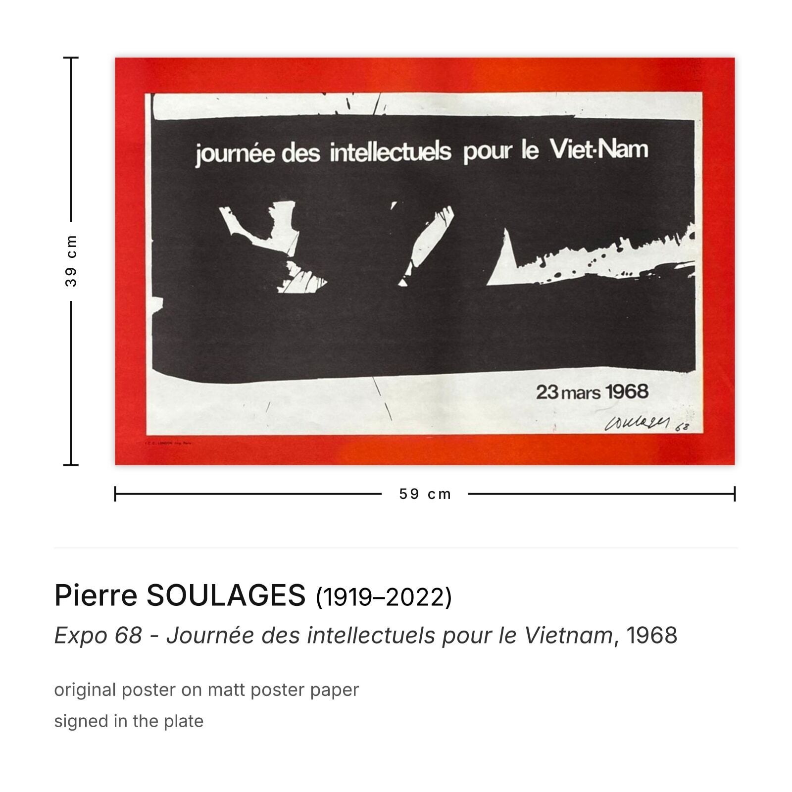 Pierre Soulages Poster Expo 68   Journée Des Intellectuels Pour Le Vietnam photo furniture